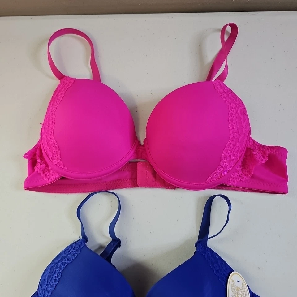 Lote de 3 sujetadores Mopas íntimos rosa y azul con aros TALLA 32B 34B NUEVO Y NUEVO SIN ETIQUETAS  Foto 4 de 4