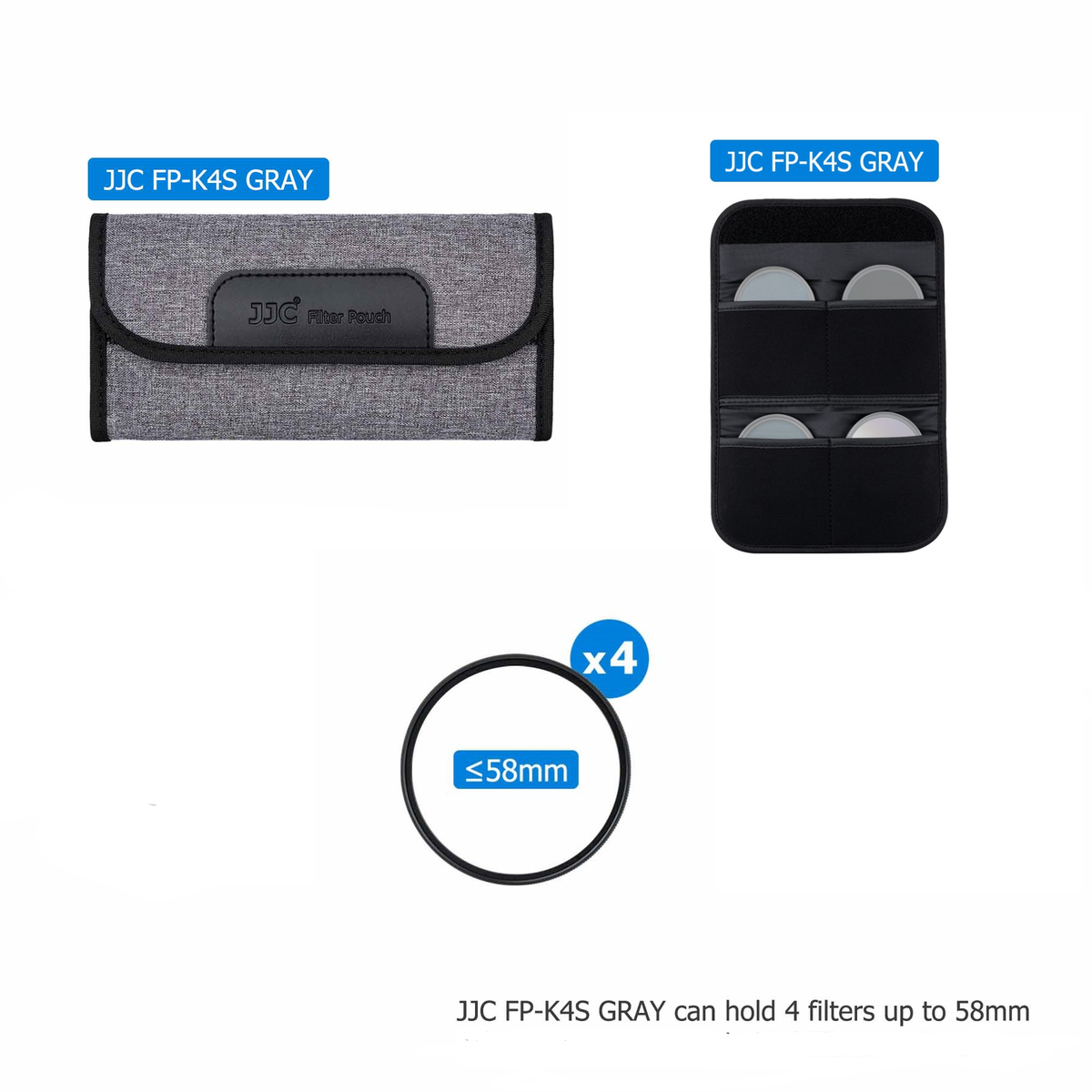 Custodia Porta Filtri Fotocamera JJC FP-K4S Gray 4 Slot - Per Filtri UV CPL ND Fino A 58mm - 2