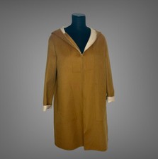HERMES Genuine New Camel And Cashmere Coat Jacket Hooded Zippered EU 34