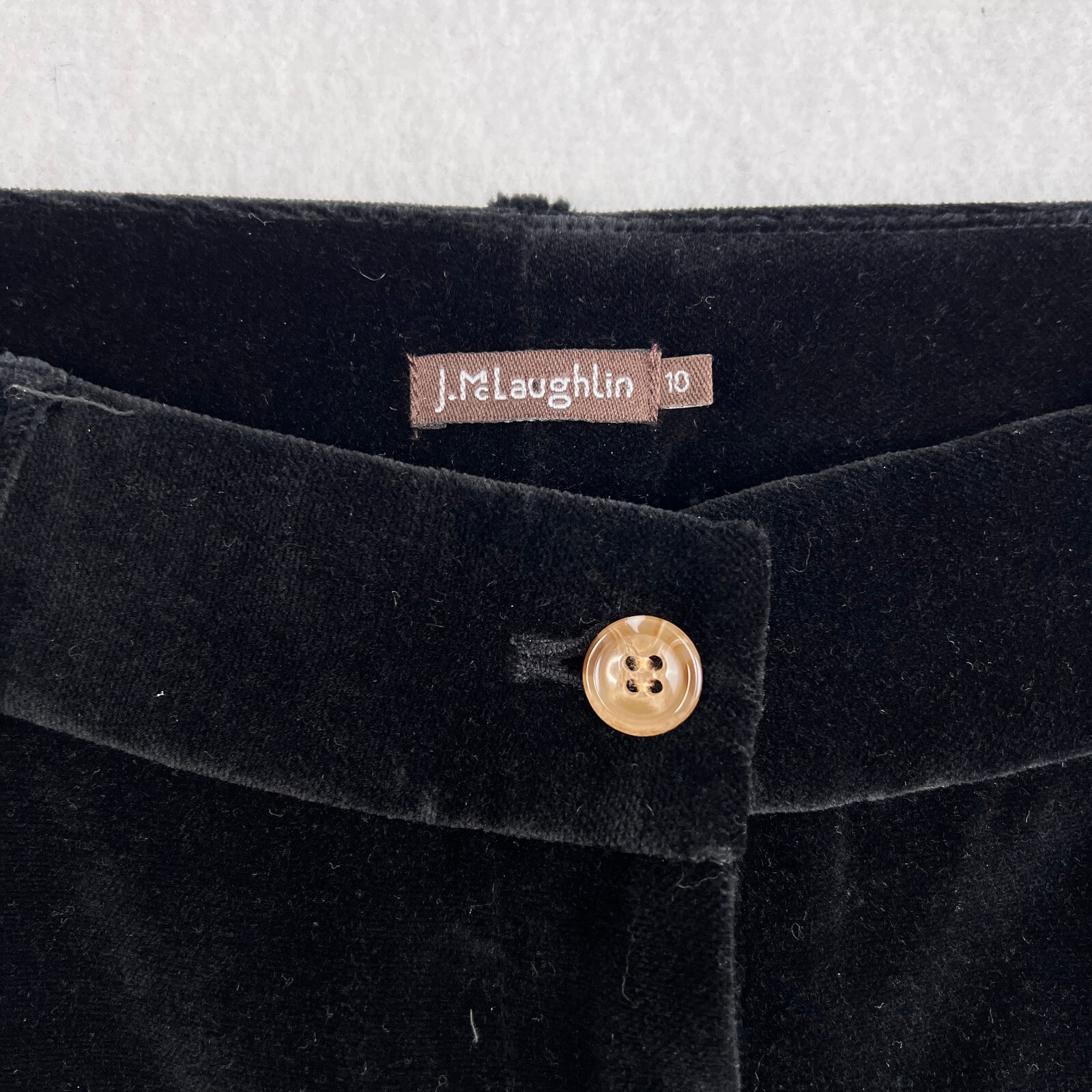 J McLaughlin Black Velvet Pants Womens Size 10 Straight Leg Cotton