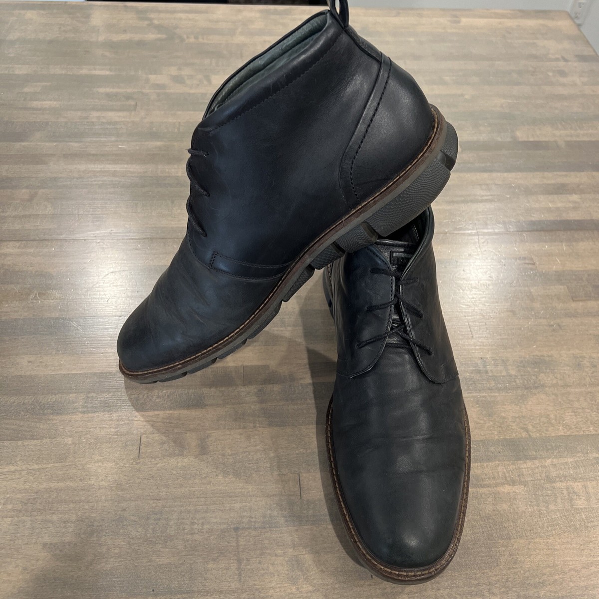 Ecco Leather Chukka Boots Black Lace Up Tie Size 46 Soft  display picture 3