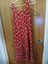 WOMAN'S TALBOTS SIZE 4 RED WHITE FLOWERED DRESS SUNDRESS  SLEEVELESS