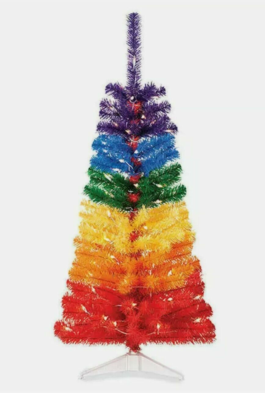 NEW! 4 FT Rainbow PreLit Christmas Tree Holiday Pride NIB! eBay