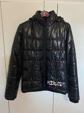 giubbotto nero lucido Acerbis taglia SM con cappuccio, da donna.