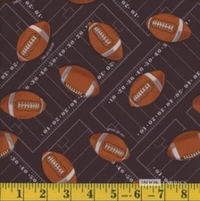 P.U.L. PUL Football Black Footballs Fields Sports Fabric by the Yard D448.15