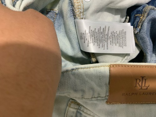 Lauren R.L Blue Denim Logo & Floral Pattern Women Pant. Sz 10 PEC - Picture 6 of 9