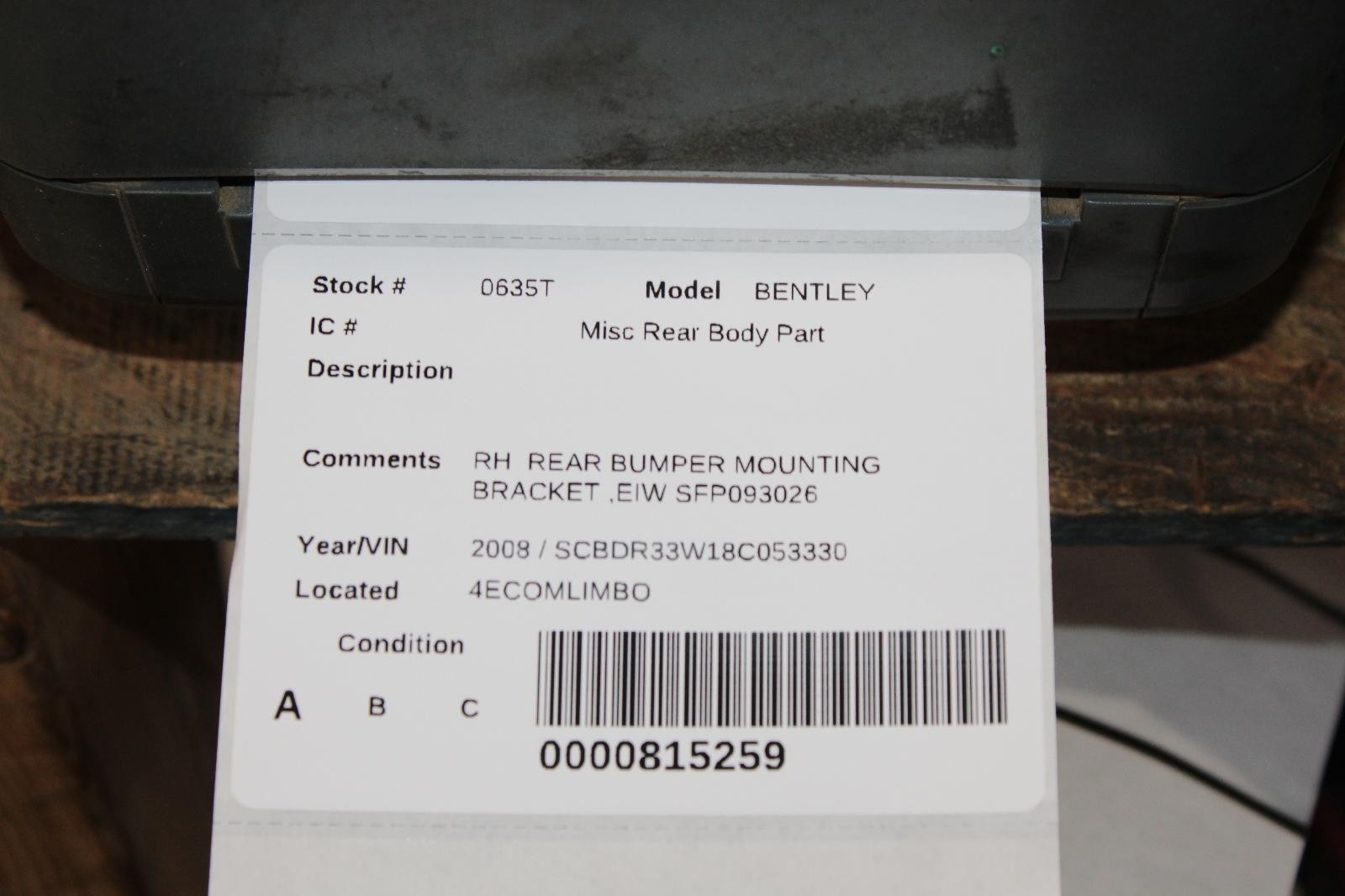 Bentley Continental GT 2003-2010 Rear Right Side mounting bracket
