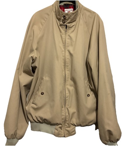 Baracuta Harrington Jacket Mens 42 L Beige Khaki Plaid Lined Vintage NICE!!