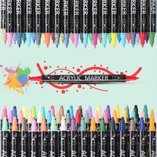 12/24 Pcs Dual Tip Acrylic Marker Paint Pens Set Permanent for Art DIY Project