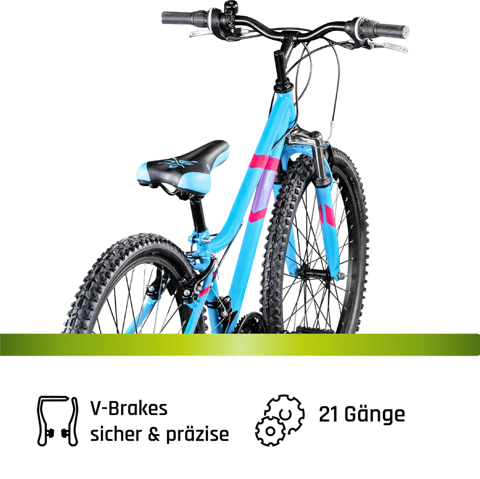 Galano GA20 Mountainbike 24 Zoll Hardtail Alu Fahrrad 21-Gang Jugend blau 30cm - Bild 4 von 4