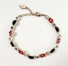 Accessorize Bracelet Dainty Flower Gold Tone Enamel Flowers Pink Red Occasion