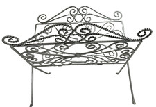Folding Retro Magazine / Vinyl Record Rack silver wrought Iron