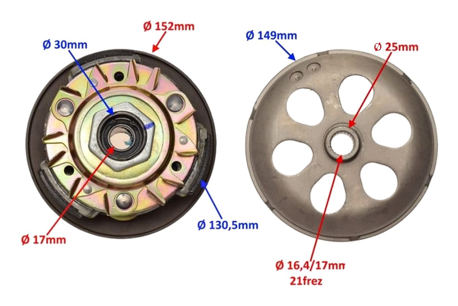 Embrayage arrière scooter 125 Piaggio Liberty pièce transmission