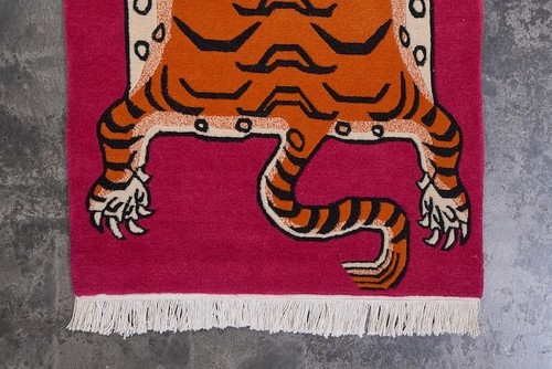 Pink 3x5ft Tibetan Tiger Rugs Animal print Tufted Area Rug For Meditation Room - Picture 2 of 5