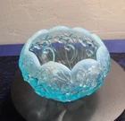 Fenton Glass Blue Opalescent  Lily of the Valley Pattern Bowl