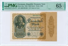 Germany 1,000 Mark 1922 UNISSUED P.82a_PMG 65 EPQ