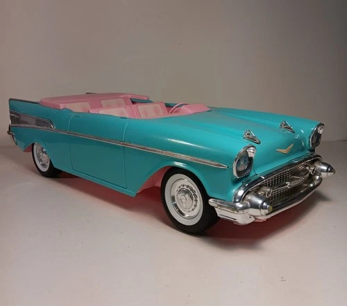 Vintage 1988 BARBIE Size 1957 Chevy Bel Air Convertible Car Turquoise Blue&Pink