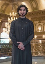Lawung Al Ameer Mens Eid Thobe Jubba 2026 Luxury Premium Dishdasha AA2652 Black