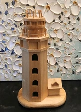 Beautiful Natural Wooden Light House with House 11"x5.5 Decor