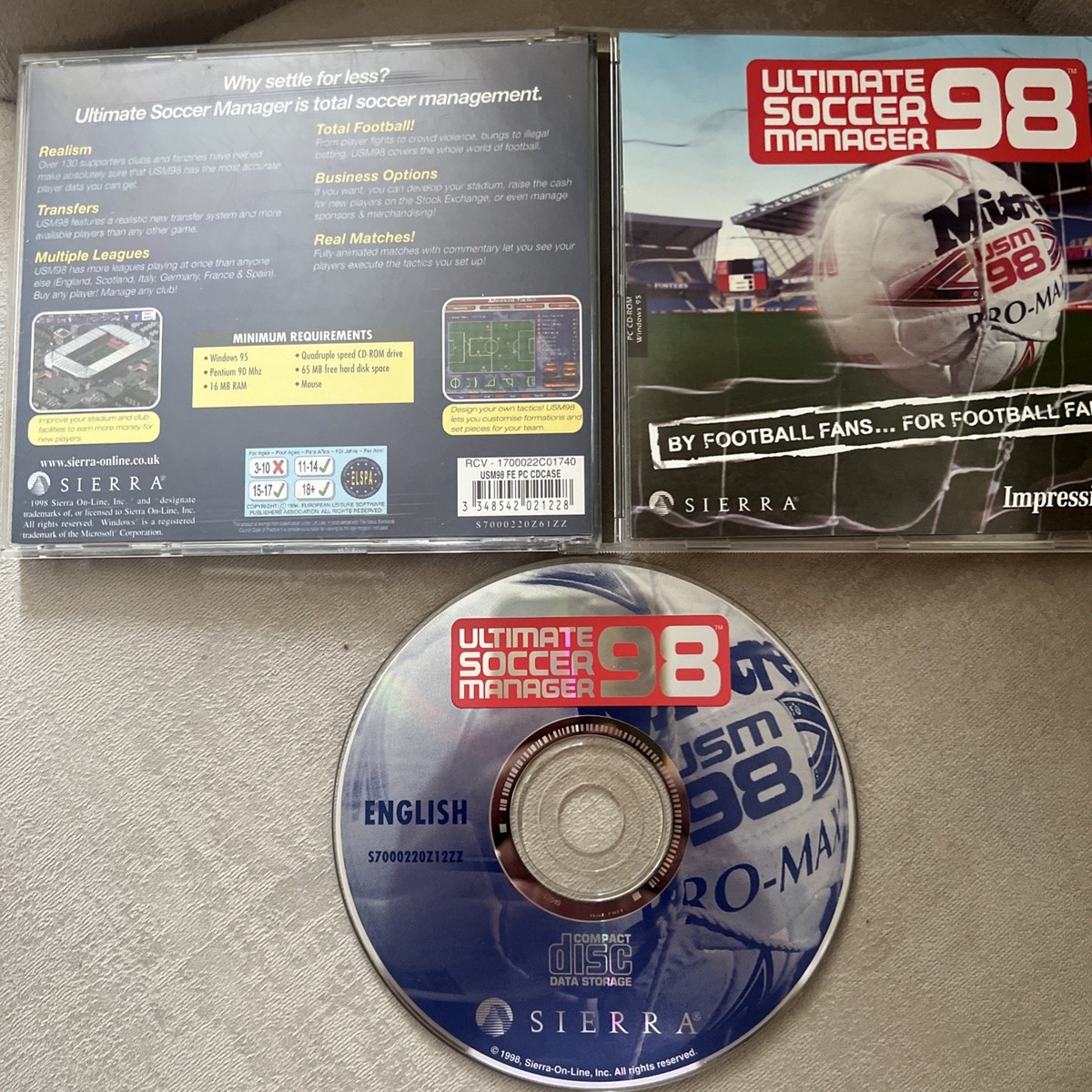 Ultimate Soccer Manager 98 Pc CD Rom USM Jewel Case