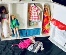 Vtg Francie TNT Barbie & Skipper Dolls Clothes Double Carrying Case 1965 Mattel