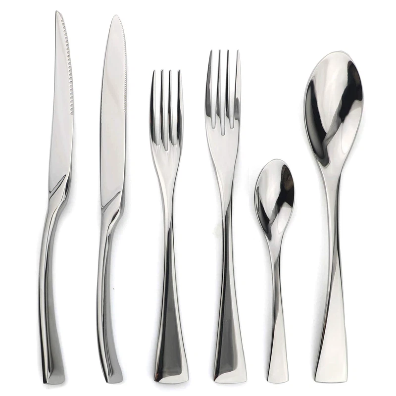 Jankng 18/10 Stainless Steel Flatware Set Serrated Steak Knife Mirror Polishing