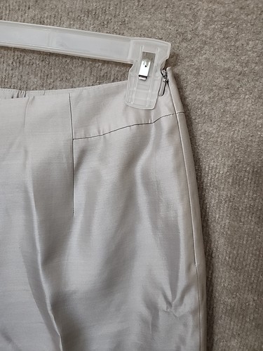 Talbots Pure Silk Dress Pants Womens 6 Petite Silver Gray Tapered Leg Lined NEW - Picture 2 of 9
