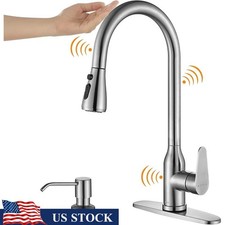 Touch Control Kitchen Faucet Pull Down Spray Stainless Steel 360 Degree New
