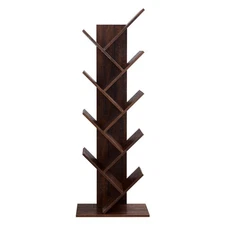Tree Bookshelf, 9-Tier Bookcase, Large Bookshelf, Space-Saving Corner Shelf, ...