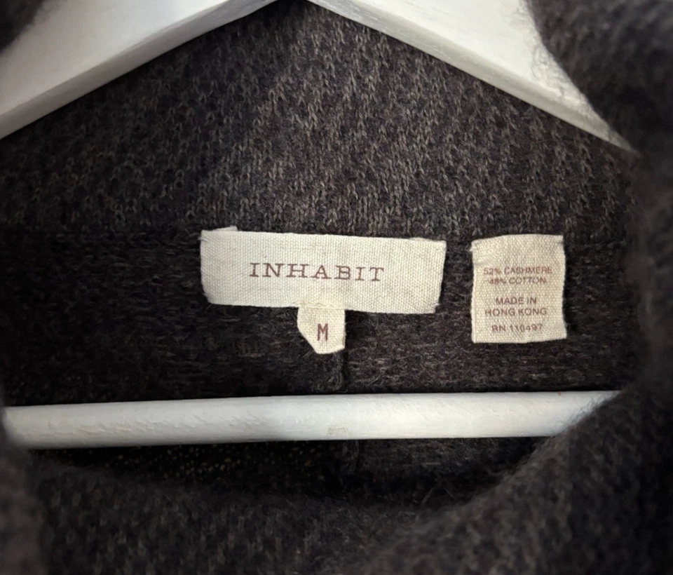 Inhabit Sweater Medium Cashmere Cotton Gray Mock Neck - Image 2 of 4