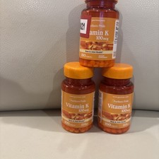 3 Pk Bottles Vitamin K 100Mcg 100 Tablets Dietary Supplement /Bone Joint Health