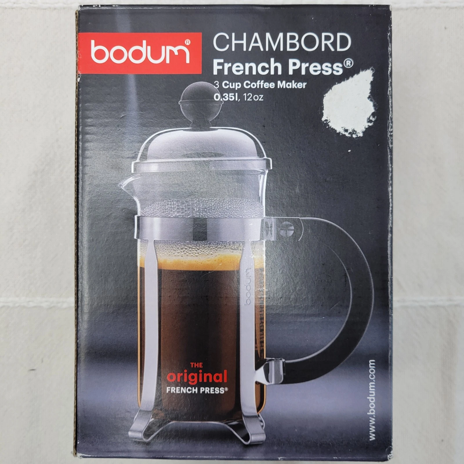 Bodum Chambord French Press 3 Cup Coffee Maker 12oz Modern Minimalist Chrome