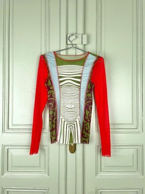 Jean Paul Gautlier SS96 CYBERBABA Hybrid Body Map Optical Illusion Mesh Longslee