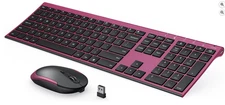 Wireless Keyboard and Mouse, Vssoplor 2.4GHz Rechargeable Compact Quiet Full-Siz