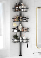 Corner Shower Caddy Tension Pole - 4-Tier Shower Corner Shelf for Bathtub