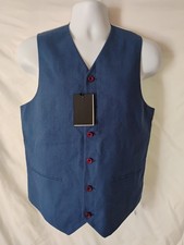 ASOS Design Vest Men's 40" Regular Blue Formal Dress Waistcoat, Lined