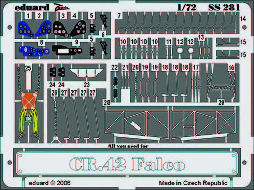 Eduard Accessories SS281 - 1:72 CR 42 Falco for Italeri Kit - Etch Set - New