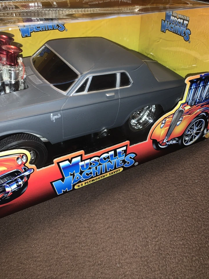 1963 Plymouth Savoy Muscle Machines 1:18 Die Cast Flat Grey VHTF - Image 3 of 4