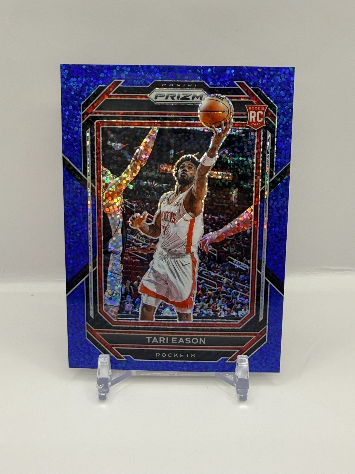 Tari Eason 2022-23 Panini Prizm Blue Sparkle True Rookie Card /144, Rockets #258
