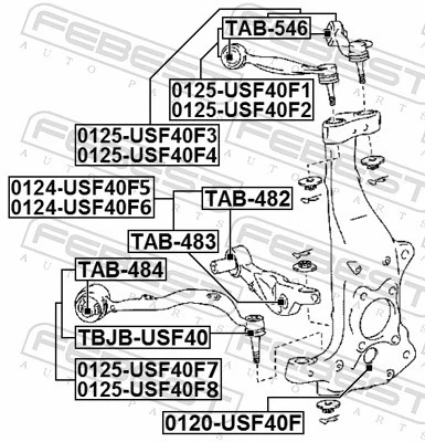 CONTROLTRAILING ARM WHEEL SUSPENSION 0125-USF40F3 FOR LEXUS 1UR-FSE/FE 4.6L 8cyl - Image 3 of 4