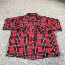 Arizona Jean Co Shirt Mens Medium Red Plaid Flannel Long Sleeve Button Up