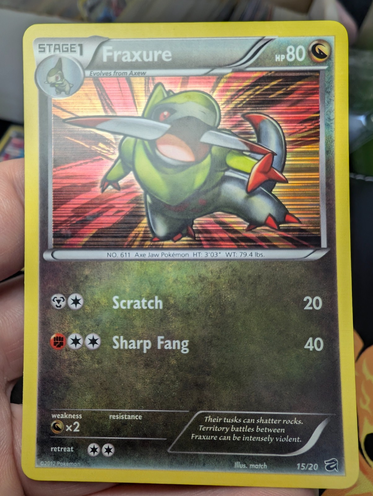 Fraxure 15/20 Holo Dragon Vault Pokemon Card LP Lightly Played