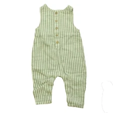 Rylee + Cru Button Jumpsuit Palm Stripe Baby Onepiece 6-12 Months Soft Cotton