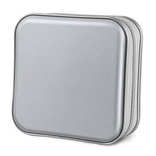 CD Case, 40 Capacity CD/DVD Case Holders Wallet Hard Plastic DVD Disc Silver