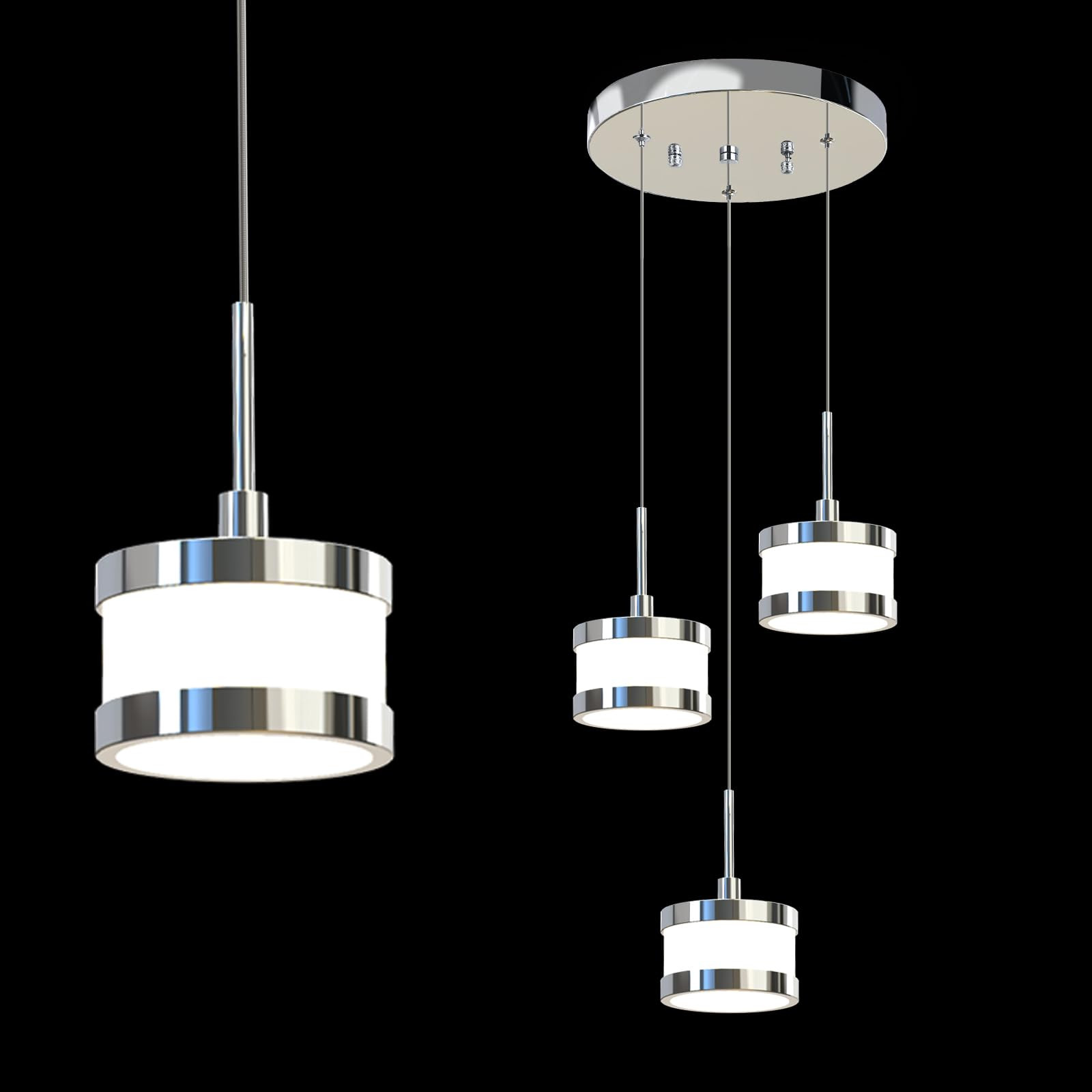 Modern LED Pendant Lights Fixture,3 Light Pendant Lighting,16W Dimmable Chand...