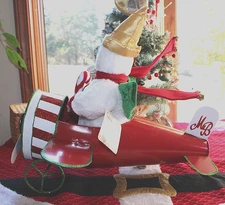Mr. BINGLE Large PLUSH Flying METAL AIRPLANE NEW ORLEANS CHRISTMAS SNOWMAN MR