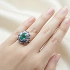 Bluish Green Paraiba Tourmaline Sapphire 8Ct 925 Sterling Silver Rose Gold Rings