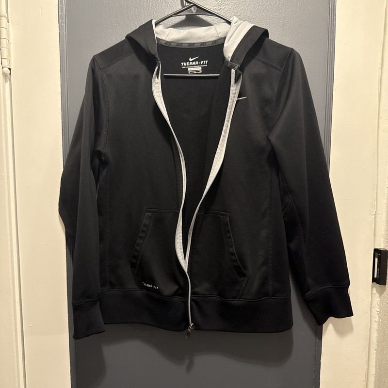 Nike Junior’s Black Zip Up Hooded Jacket, Size XL