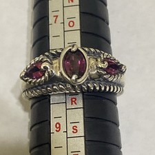 Carolyn Pollack Relios Sterling Silver 3 faceted Rhodolite Ring Size 8