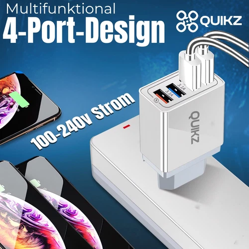 2x Schnell Ladegerät Stecker 4x USB Port 5V-3A Netzteil Adapter Für Handy Tablet - Bild 7 von 26